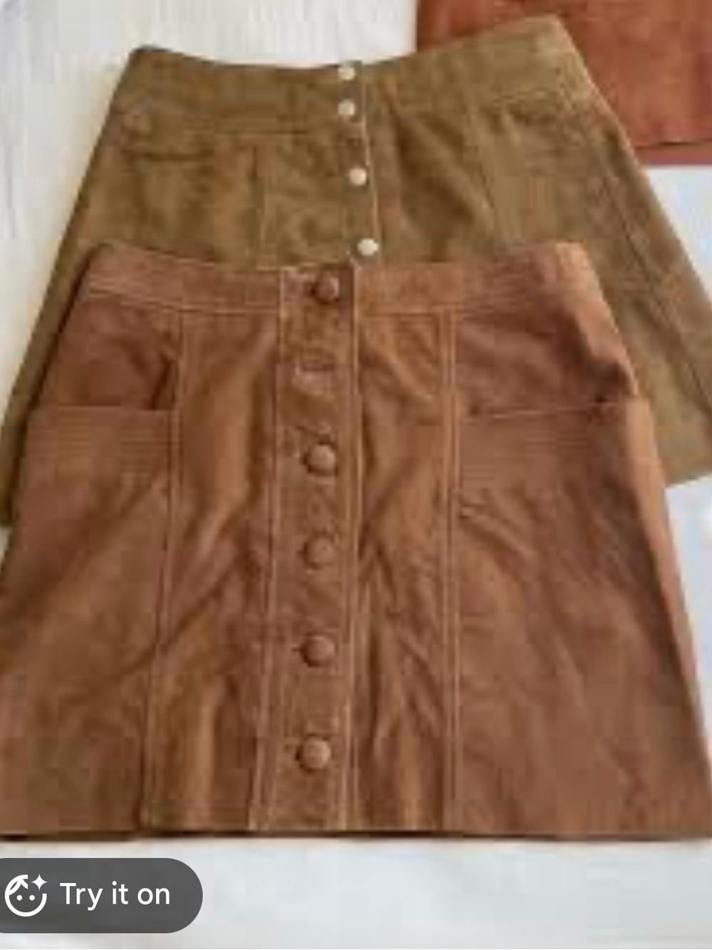 Sezane distressed goat leather Women’s Tan Button-Front Mini Skirt